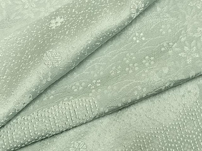 平和屋着物●上質な色無地　草花地紋　青磁鼠色　正絹　逸品　AABK7694fy