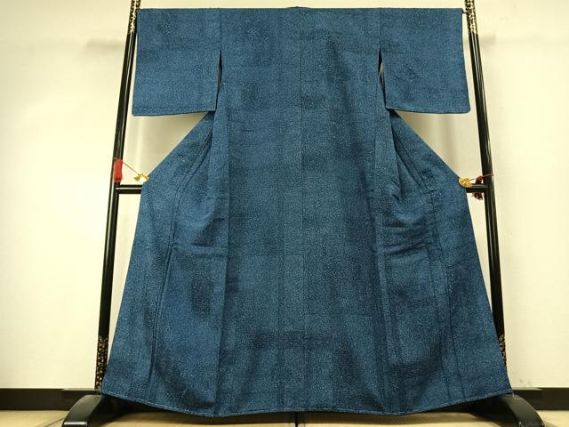 平和屋着物●上質な小紋　中国三大刺繍　汕頭刺繍　スワトウ刺繍　総刺繍　藍染　吉祥花文　正絹　逸品　未使用　AABK7696fy