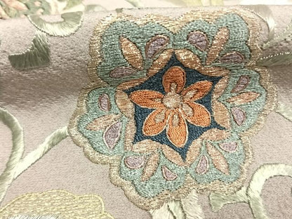 平和屋着物●訪問着　中国三大刺繍　汕頭刺繍　スワトウ刺繍　総刺繍　花唐草文　暈し染め　金糸　正絹　逸品　未使用　AABK7699fy