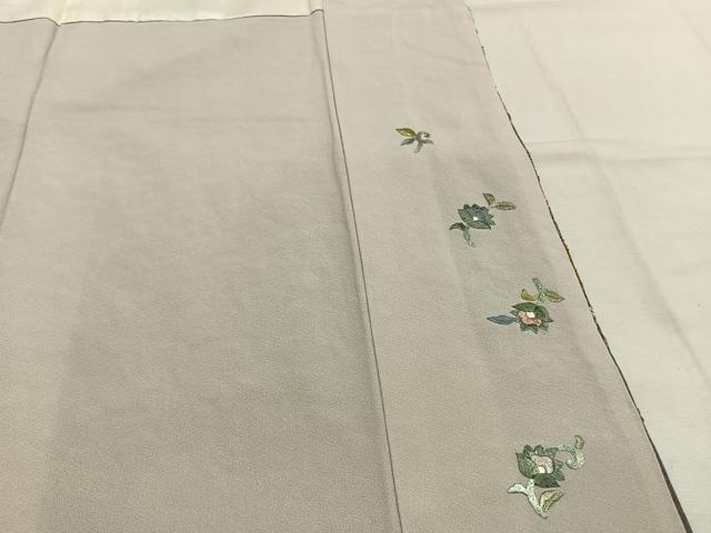 平和屋着物●訪問着　中国三大刺繍　汕頭刺繍　スワトウ刺繍　総刺繍　花唐草文　暈し染め　金糸　正絹　逸品　未使用　AABK7699fy