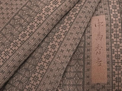 平和屋着物●人間国宝・中島秀吉・重要無形文化財　江戸小紋　間道　正絹　逸品　未使用　AABK7707fy