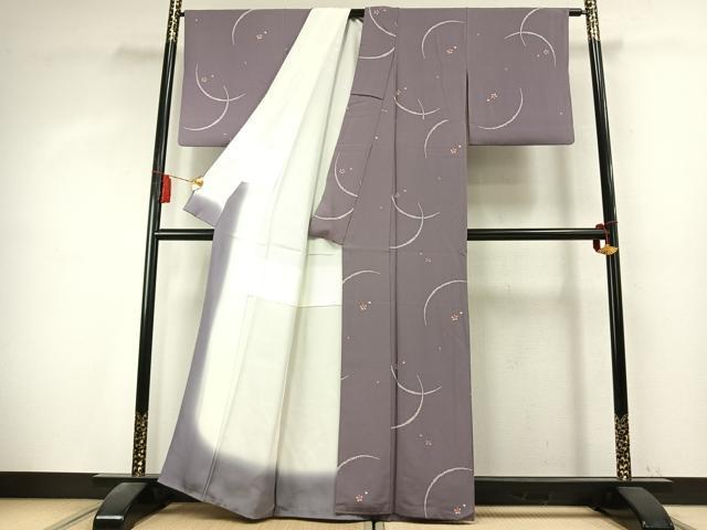 平和屋着物●上質な小紋　舞桜文　正絹　逸品　AABK7708fy