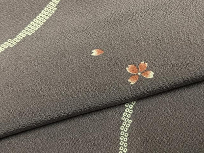 平和屋着物●上質な小紋　舞桜文　正絹　逸品　AABK7708fy