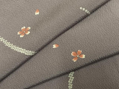 平和屋着物●上質な小紋　舞桜文　正絹　逸品　AABK7708fy