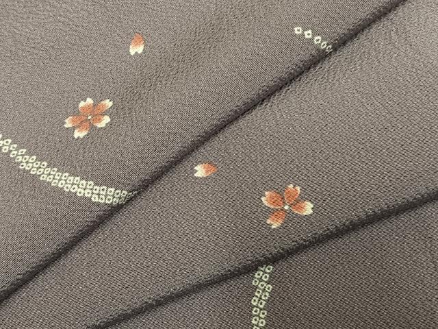 平和屋着物●上質な小紋　舞桜文　正絹　逸品　AABK7708fy