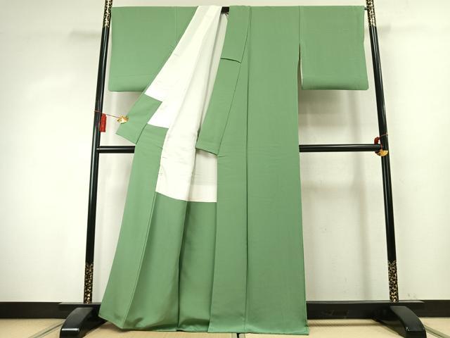 平和屋着物●上質な色無地　柳染色　正絹　逸品　未使用　AABK7709fy