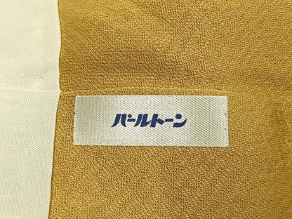 平和屋着物●本草木染作家　瑞寶　色無地　紋意匠　支子色　正絹　逸品　未使用　AABK7710fy