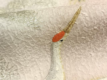 平和屋着物●訪問着　刺繍　飛鳥枝梅松文　暈し染め　金糸　銀彩　正絹　逸品　AABK7713fy