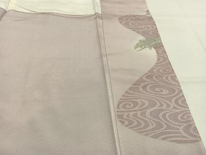 平和屋着物●訪問着　刺繍　飛鳥枝梅松文　暈し染め　金糸　銀彩　正絹　逸品　AABK7713fy