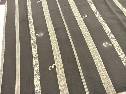 平和屋着物●上質な小紋　間道　舞葉文　蛍暈し　正絹　逸品　未使用　AABK7714fy