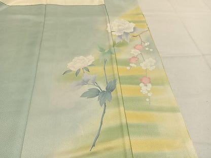 平和屋着物●訪問着　友禅　枝花文　暈し染め　正絹　逸品　AABK7716fy
