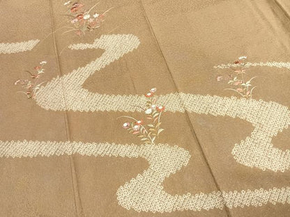 平和屋着物●訪問着　中国三大刺繍　汕頭刺繍　スワトウ刺繍　絞り　地紙花文　暈し染め　正絹　逸品　AABK7717fy