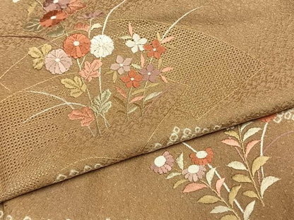 平和屋着物●訪問着　中国三大刺繍　汕頭刺繍　スワトウ刺繍　絞り　地紙花文　暈し染め　正絹　逸品　AABK7717fy