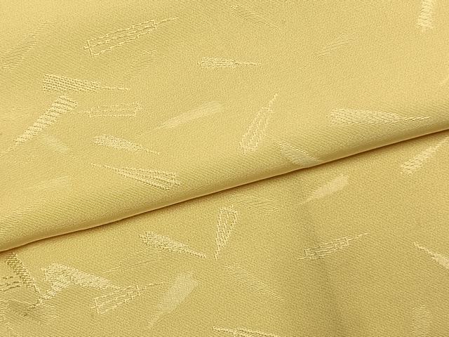 平和屋着物●上質な色無地　扇面地紋　淡黄色　正絹　逸品　AABK7720fy