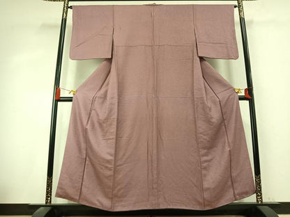 平和屋着物●上質な色無地　紋意匠　梅鼠色　正絹　逸品　AABK7721fy