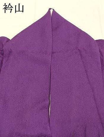 平和屋着物●豪華振袖　色無地　草花地紋　本紫色　正絹　逸品　AABK7723fy