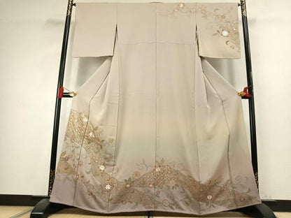 平和屋着物●訪問着　中国三大刺繍　汕頭刺繍　スワトウ刺繍　総刺繍　翠山刺繍　花唐草文　暈し染め　正絹　逸品　AABK7724fy