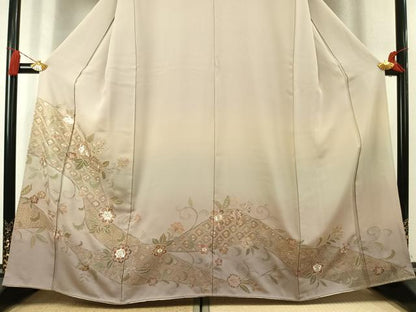 平和屋着物●訪問着　中国三大刺繍　汕頭刺繍　スワトウ刺繍　総刺繍　翠山刺繍　花唐草文　暈し染め　正絹　逸品　AABK7724fy