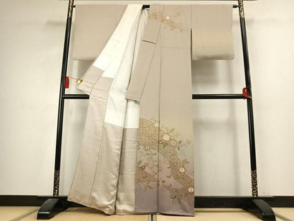 平和屋着物●訪問着　中国三大刺繍　汕頭刺繍　スワトウ刺繍　総刺繍　翠山刺繍　花唐草文　暈し染め　正絹　逸品　AABK7724fy