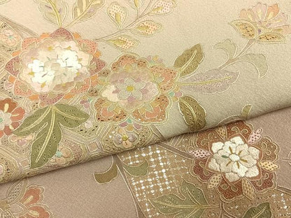 平和屋着物●訪問着　中国三大刺繍　汕頭刺繍　スワトウ刺繍　総刺繍　翠山刺繍　花唐草文　暈し染め　正絹　逸品　AABK7724fy