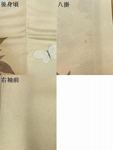 平和屋着物●染色作家　おだに武士　訪問着　手描き　花蝶文　暈し染め　金彩　正絹　逸品　AABK7725fy