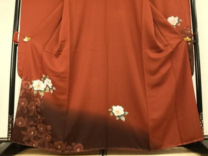 平和屋着物●豪華振袖　草花文　暈し染め　金銀彩　正絹　逸品　AABK7726fy