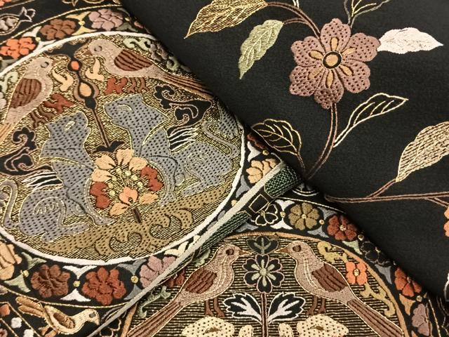 平和屋着物●豪華黒留袖　総刺繍　花鳥文　金糸　正絹　逸品　未使用　AABK7729fy