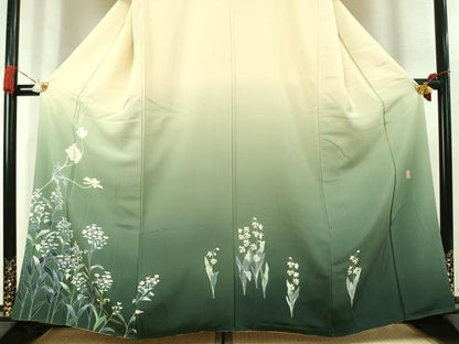 平和屋着物●十日町友禅　女流作家　遠田藤舟　訪問着　草花文　暈し染め　正絹　逸品　AABK7732fy