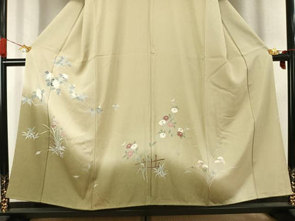 平和屋着物●訪問着　友禅　枝花文　暈し染め　正絹　逸品　AABK7733fy