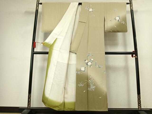 平和屋着物●訪問着　友禅　枝花文　暈し染め　正絹　逸品　AABK7733fy