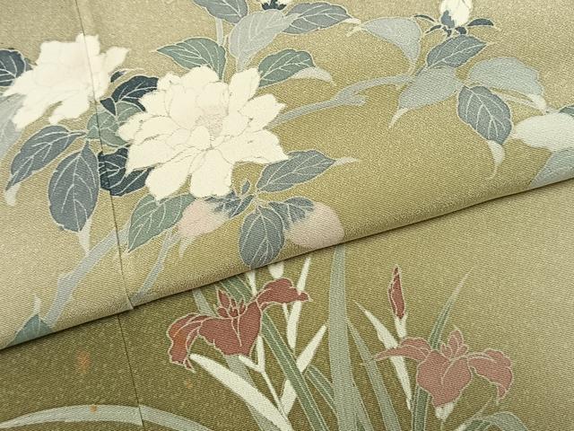 平和屋着物●訪問着　友禅　枝花文　暈し染め　正絹　逸品　AABK7733fy