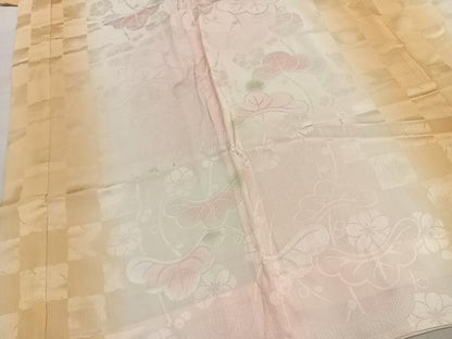 平和屋着物●振袖用長襦袢　無双仕立て　枝梅松地紋　暈し染め　正絹　逸品　AABK7734fy