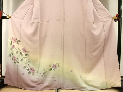 平和屋着物●訪問着　手描き　枝花文　暈し染め　正絹　逸品　AABK7736fy