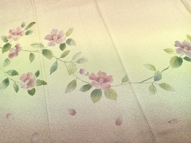 平和屋着物●訪問着　手描き　枝花文　暈し染め　正絹　逸品　AABK7736fy