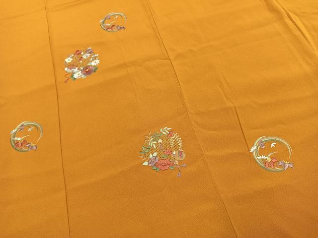 平和屋着物●豪華振袖　中国三大刺繍　汕頭刺繍　スワトウ刺繍　総刺繍　草花文　金糸　正絹　逸品　AABK7737fy
