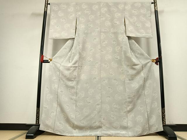 平和屋着物●上質な小紋　型染め　飛鳥唐草文　正絹　逸品　AABK7740fy