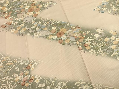平和屋着物●訪問着　草花文　暈し染め　金彩　正絹　逸品　AABK7743fy
