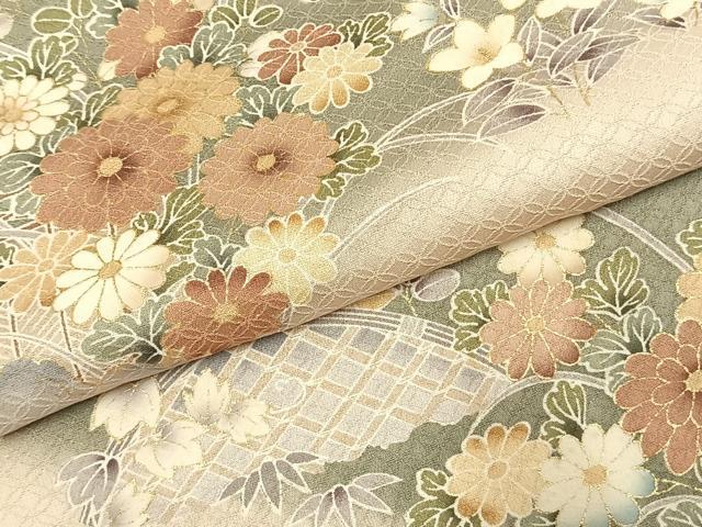 平和屋着物●訪問着　草花文　暈し染め　金彩　正絹　逸品　AABK7743fy