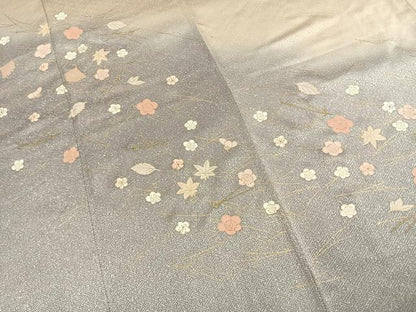 平和屋着物●訪問着　刺繍　梅　松葉　暈し染め　金糸　金彩　正絹　逸品　AABK7745fy