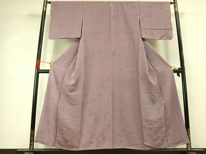 平和屋着物●上質な色無地　草花地紋　浅紫色　正絹　逸品　AABK7746fy
