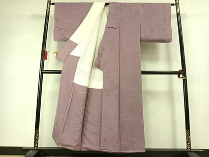 平和屋着物●上質な色無地　草花地紋　浅紫色　正絹　逸品　AABK7746fy