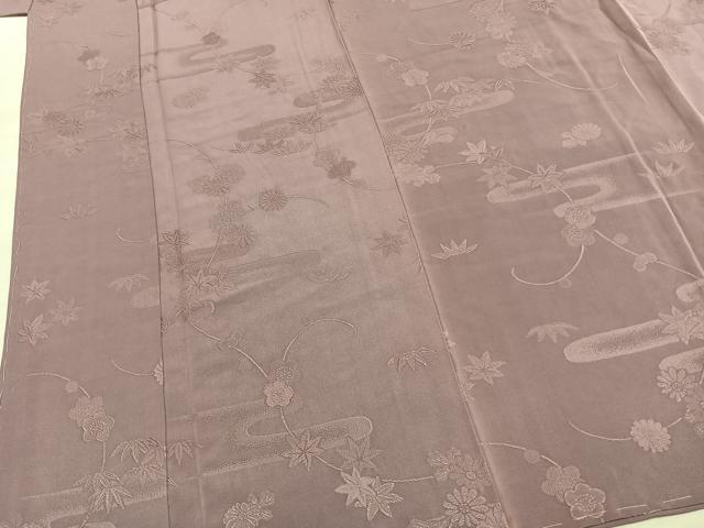 平和屋着物●上質な色無地　草花地紋　浅紫色　正絹　逸品　AABK7746fy