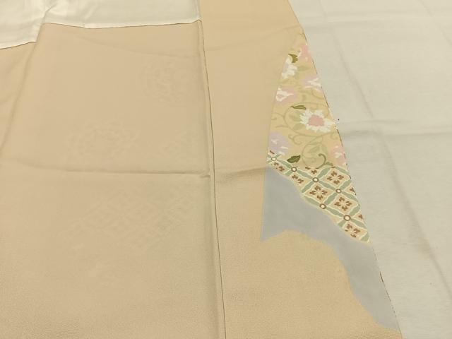 平和屋着物●訪問着　駒刺繍　吉祥花文　金彩　ロング丈　正絹　逸品　AABK7748fy