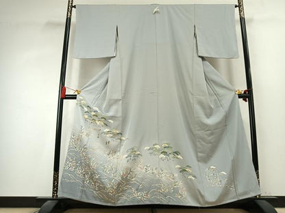 平和屋着物●豪華色留袖　駒刺繍　風景人物文　金彩　正絹　逸品　未使用　AABK7752fy