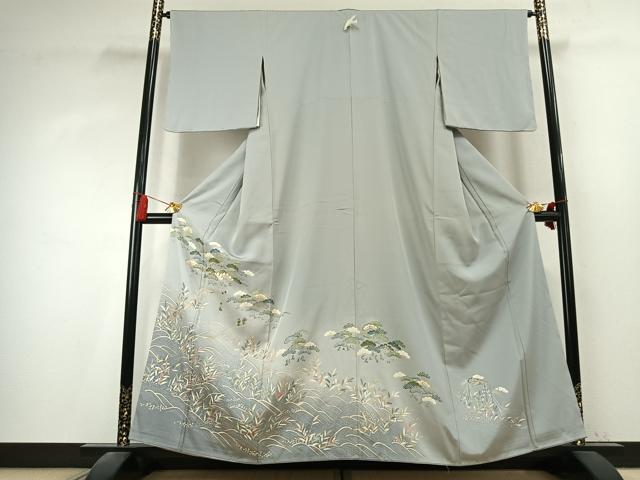 平和屋着物●豪華色留袖　駒刺繍　風景人物文　金彩　正絹　逸品　未使用　AABK7752fy