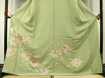 平和屋着物●創業460年・千總　訪問着　駒刺繍　草花文　金彩　東武百貨店扱い　正絹　逸品　AABK7756fy