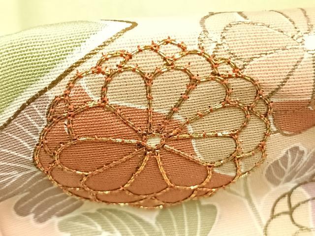 平和屋着物●創業460年・千總　訪問着　駒刺繍　草花文　金彩　東武百貨店扱い　正絹　逸品　AABK7756fy