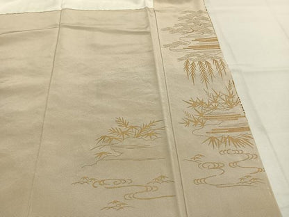 平和屋着物●豪華色留袖　総刺繍　駒刺繍　風景文　金糸　浜ちりめん　反端付き　正絹　逸品　未使用　AABK7757fy