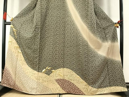 平和屋着物●訪問着　笹竹文　金彩　正絹　逸品　AABK7758fy
