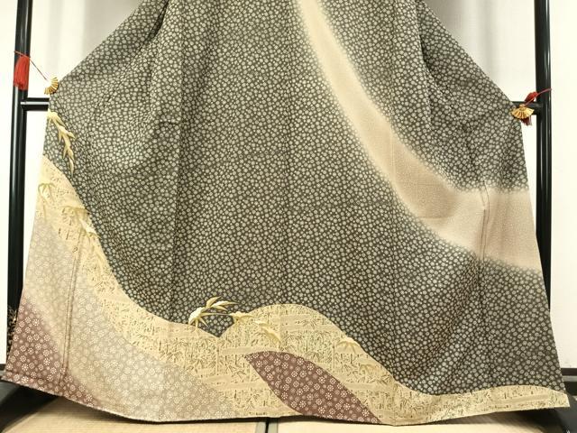 平和屋着物●訪問着　笹竹文　金彩　正絹　逸品　AABK7758fy